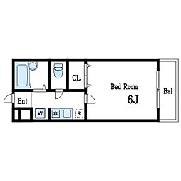 カーサ・ディ・パルコ 2階1Kの間取り