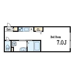コルビジェIV 1階ワンルームの間取り