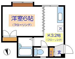 JR総武線 新小岩駅 徒歩6分の賃貸マンション 1階1Kの間取り