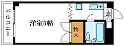 メープルハイム ワンルームの間取図画像