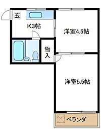 エメラルドサンハイツ 2Kの間取図画像