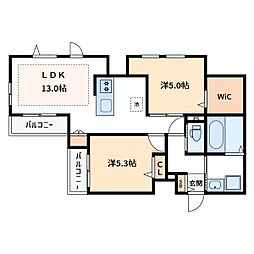 ル　リアン 3階2LDKの間取り