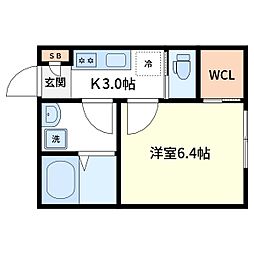 カーサ柴又 1階1Kの間取り