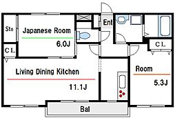 ハイネス北葛西 1階2LDKの間取り