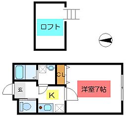 ルナリア6 1Kの間取図画像