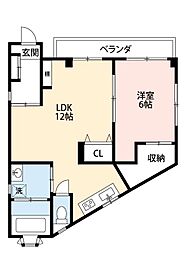桜ハイツ 1LDKの間取図画像