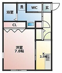 ブリランテ2 1Kの間取図画像