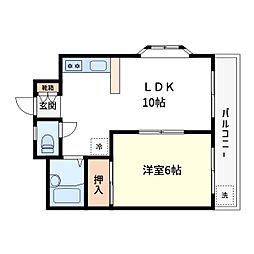 ハイネス成輪 1LDKの間取図画像