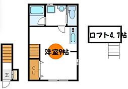 ハピネス3 1Kの間取図画像