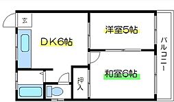 コーポスズキ 2DKの間取図画像