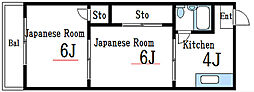 マンション松村 2Kの間取図画像