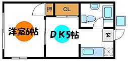 コーポ寿 1DKの間取図画像