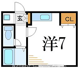 CASACREST ワンルームの間取図画像