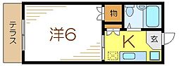 クレモンフェランU 1Kの間取図画像