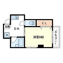 JR総武線 平井駅 徒歩10分の賃貸マンション 2階1Kの間取り