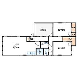 コーポアイワ 2階2LDKの間取り