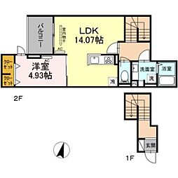 JR総武線 小岩駅 徒歩12分の賃貸アパート 2階1LDKの間取り