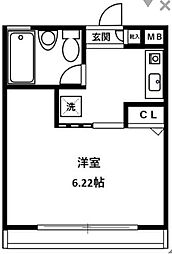 リバーサイド東海 2階1Kの間取り