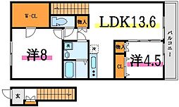 Prendre f 2階2LDKの間取り