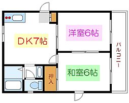 JR総武線 小岩駅 徒歩26分の賃貸アパート 2階2DKの間取り