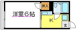 ホトコーポ2 1Kの間取図画像