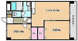 中葛西ハイツ 3DKの間取図画像