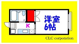 ホトコーポB3 1階1Kの間取り