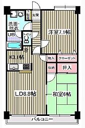 アウラ10 3階2LDKの間取り