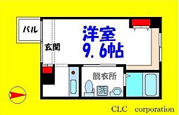 東京メトロ東西線 葛西駅 徒歩19分の賃貸マンション 2階ワンルームの間取り