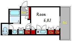 フォレストコートカサイ 1階1Kの間取り
