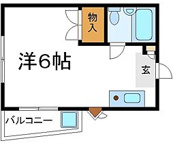 東京メトロ東西線 葛西駅 徒歩9分の賃貸マンション 2階ワンルームの間取り
