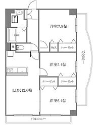 グロリア参番館 5階3LDKの間取り