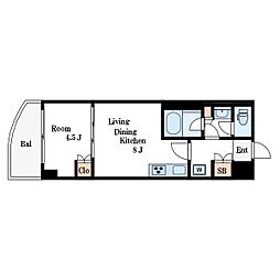 東京メトロ東西線 東陽町駅 徒歩6分の賃貸マンション 1階1LDKの間取り