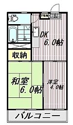 東京メトロ東西線 東陽町駅 徒歩7分の賃貸マンション 2階2DKの間取り