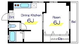 東京メトロ東西線 木場駅 徒歩8分の賃貸マンション 3階1DKの間取り