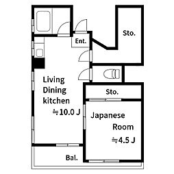 田中ビル 1LDKの間取図画像