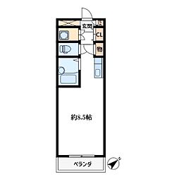 カーサ相生A号館 ワンルームの間取図画像