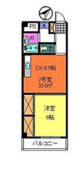 リバーサイド奥村 1DKの間取図画像