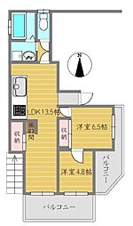メイプル潮見 2LDKの間取図画像