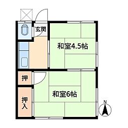 田村ハイツ 2Kの間取図画像