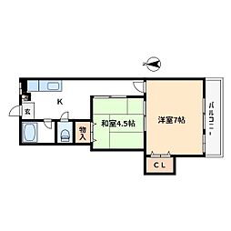 サニーコーポ・K. 2DKの間取図画像