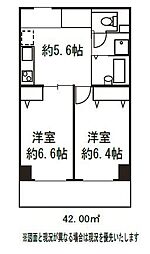 ドミール菊川 2Kの間取図画像
