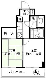東京メトロ日比谷線 三ノ輪駅 徒歩10分の賃貸マンション 5階2Kの間取り