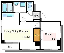 都営大江戸線 森下駅 徒歩7分の賃貸マンション 4階1LDKの間取り