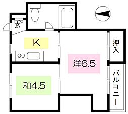 JR総武本線 錦糸町駅 徒歩5分の賃貸マンション 2階2Kの間取り