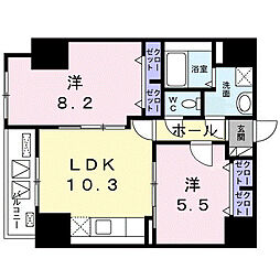 アイスバーグ 2階2LDKの間取り