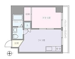 東京メトロ銀座線 田原町駅 徒歩4分の賃貸マンション 6階1DKの間取り
