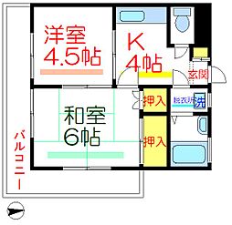 東京メトロ日比谷線 三ノ輪駅 徒歩3分の賃貸マンション 2階2Kの間取り