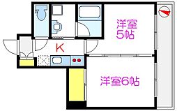 京成押上線 京成曳舟駅 徒歩9分の賃貸マンション 3階2Kの間取り
