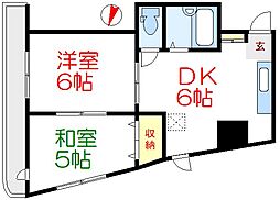 丹羽ビルメゾン・ムーヴェル 2DKの間取図画像